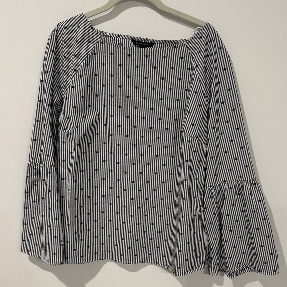 Banana Republic Striped Black and White Blouse